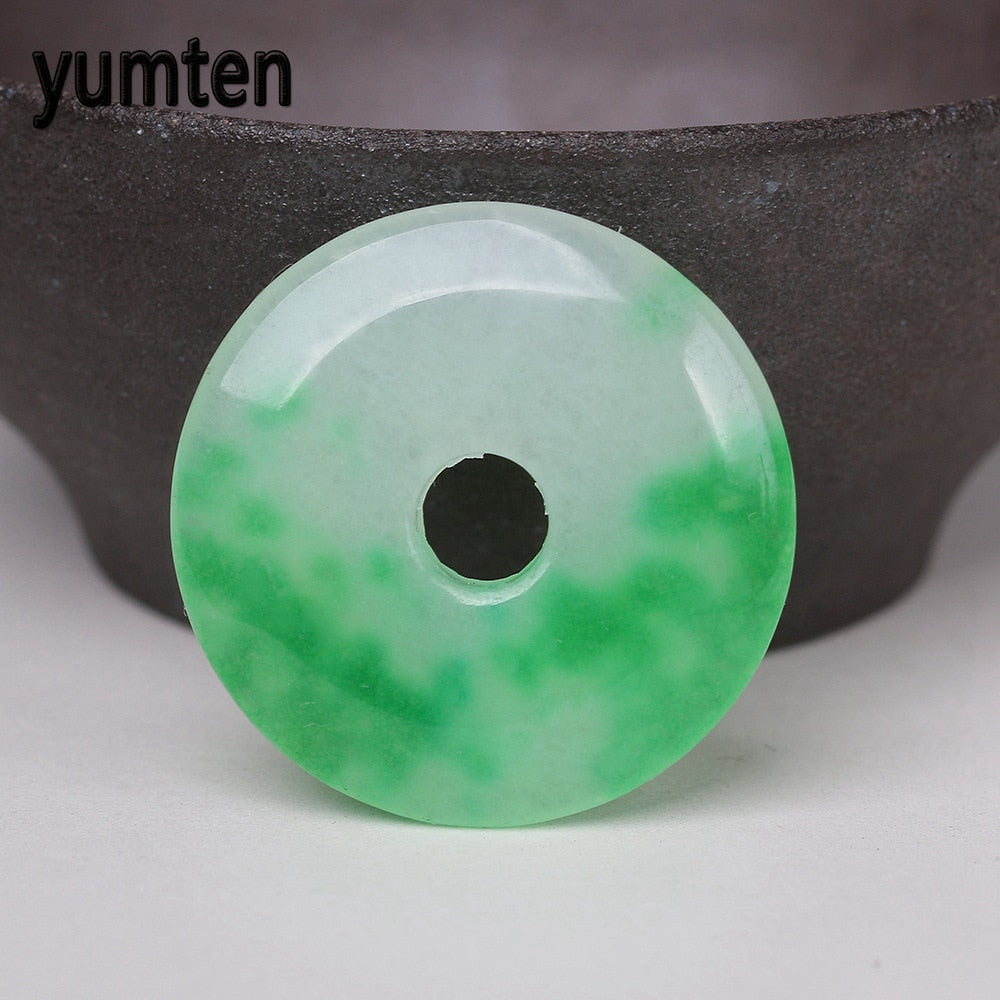Nature Round Jade Pendant Men Jewelry Women's Necklace Emerald Fashion Accessories Valentine D Gifts Collane Donna