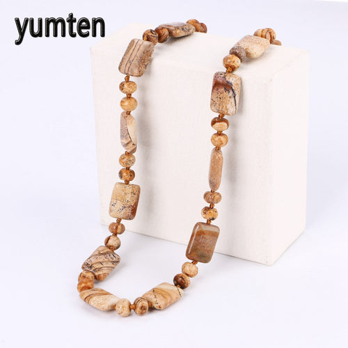 Collana di perline di pietra sudafricana naturale Collana girocollo di pietre preziose da donna Gioielli alla moda Collana di lupi Warcraft Sobretudo Feminino 