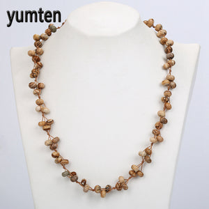 Picture Stone Beads Short Necklace Natural Gemstone Ladies Statement Necklace Women Handmade Jewelry Berloque Sieraden