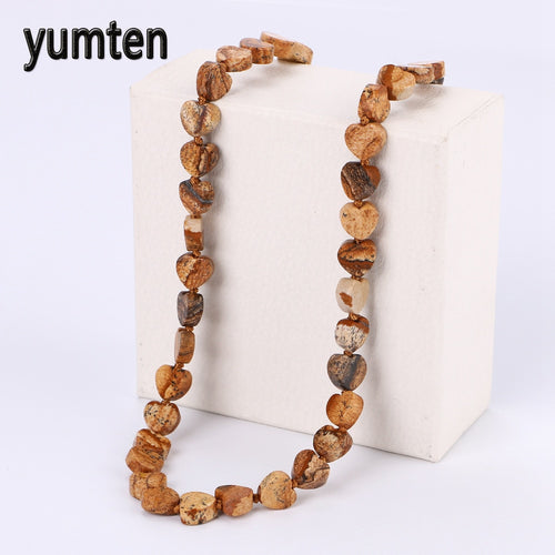 Picture Stone Power Heart Necklace Love Crystal Women Jewelry Crystal Collares Mujer Cortos Collane Donna Pietre Dure