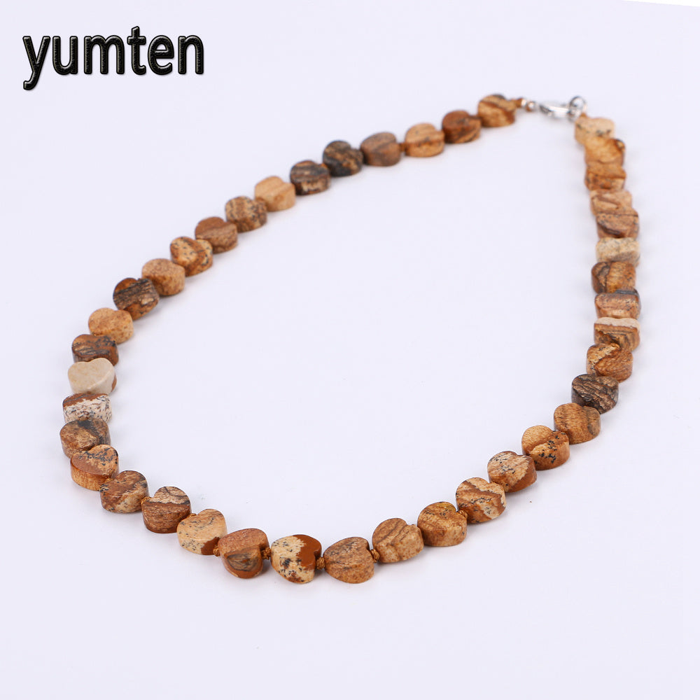 Picture Stone Power Heart Necklace Love Crystal Women Jewelry Pulse Reiki Sakura Card Captor Rainbow om Wholesale 5 PCS