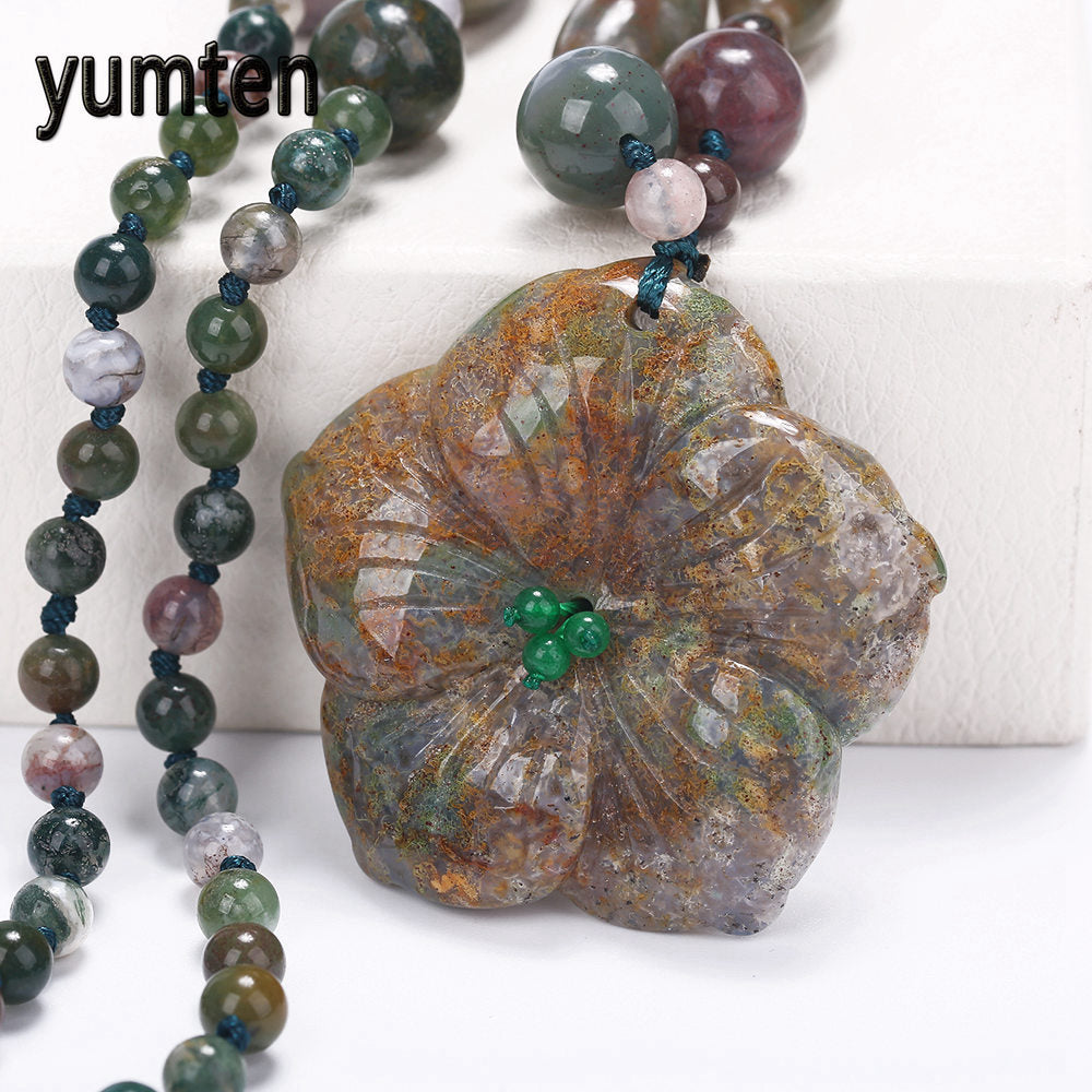 Popular Necklace Fashion Women's Flowers Pendant Accessories Aquatic Agate Fine Party Clavicle Chain Luna Linkin Warcraft