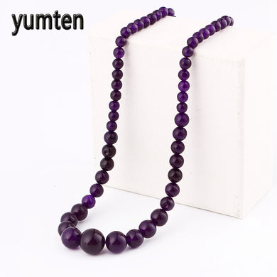 Purple Chalcedony Necklace Natural Stone Power Crystal Women Jewelry Bead Chain Women Accessories Vintage Unicorn Sereia