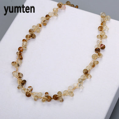 Quartz Rutilated Necklace Natural Stone Crystal Braided Ladies Bead Chain Fashion Energy Women Jewelry Collane Perle Ball