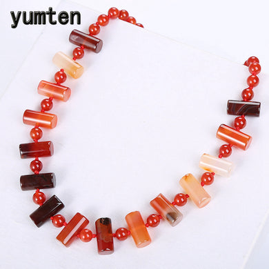 Red Agate Necklace Women Jewelry Vintage Power Natural Stone Gemstone Female Reiki Colar Feminino Joyeria Rose Quartz