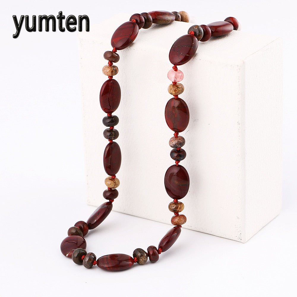 Red Jasper Necklace Power Natural Stone Crystal Women Jewelry Jade Statement Sereia Satan Ras De Cou Tesbih Vegan Vintage