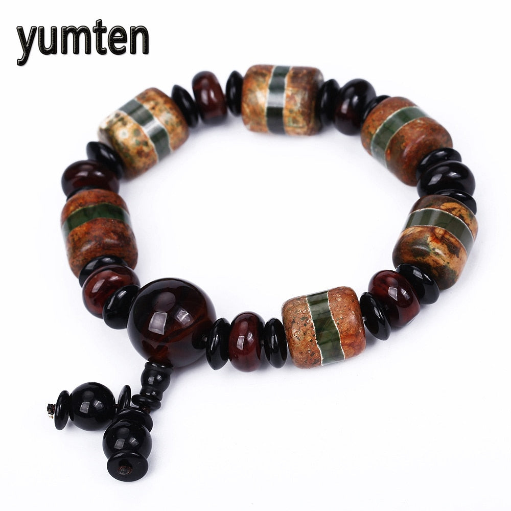 Retro Jewelry Men's Bracelet Fine Natural Agate Accessories Lucky Beads Pulseira Orologio Uomo Soy Luna Slave