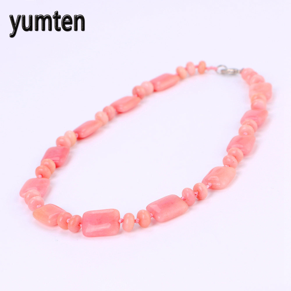 Rose Quartz Power Necklace Natural Square Crystal Women's Jewelry Vintage Necklace Unicorn Steampunk wolf Wholesale 5 PCS