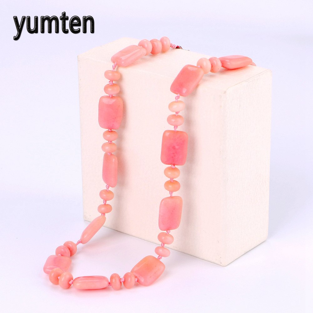 Quarzo rosa Power Collana da donna Perline quadrate Gioielli di moda Pietre di cristallo Sieraden Kettingen Bijuterias Para Casamento 