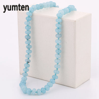 Sea Blue Treasure Round Necklace Power Supply Natural Crystal Women High-End Prom Jewelry Gem Dropshipping Colar Feminino