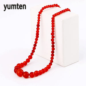 Short Necklace Women Power Crystal Stone Jewelry Charm Red Agate Beads Necklaces Collares Mujer Rhinestone Choker Gifts