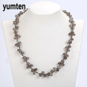 Statement Necklace for Women Nature Grey Agate Woven Necklace Handmade Jewelry Fashion Accessories Colgantes Mujer Moda