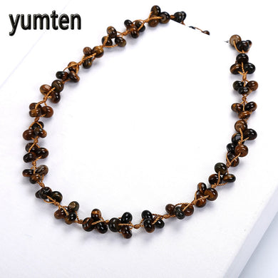 Collana intrecciata con occhio di tigre Pietra naturale Cristallo Perline casual da donna Boutique Accessori fatti a mano da donna Pendentif Femme 