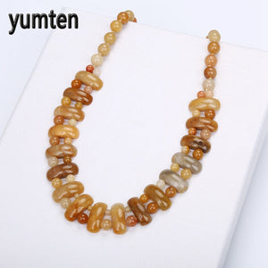 Topaz Bohemian Big Necklace Natural Stone Crystal Fashion Men & Women Bead Chain Exquisite Handmade Jewelry Labradorite