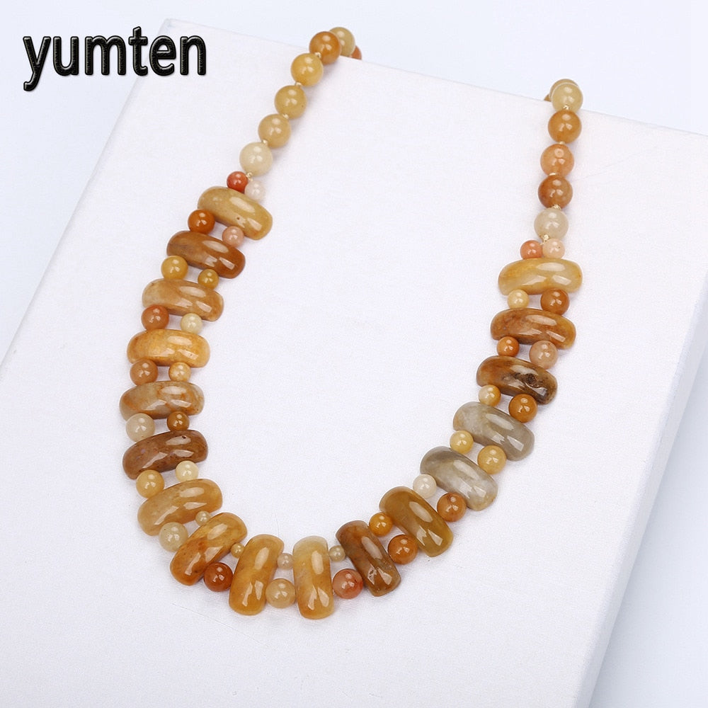 Topaz Bohemian Big Necklace Natural Stone Crystal Fashion Men & Women Bead Chain Exquisite Handmade Jewelry Labradorite