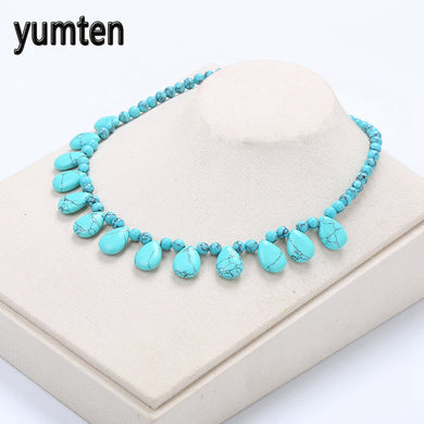 Turquoise Necklace Natural Crystal Power Stone Popular Women Bead Chain Fashion Water Drops Accessories Wholesale 5 PCS