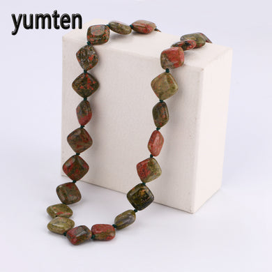 Unakite Ladies Short Necklaces Charms Women Casual Crystal Stone Jewellery Gemstones Statement Necklace Bijoux Fantaisie