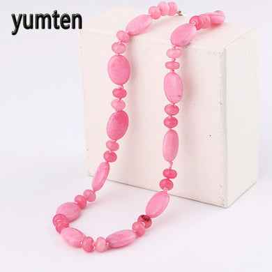 Woman Nature Stone Short Necklace Women Chalcedony Bead Necklace Fine Jewelry Gift Soy Luna Origami Kolye Ketting Joyeria