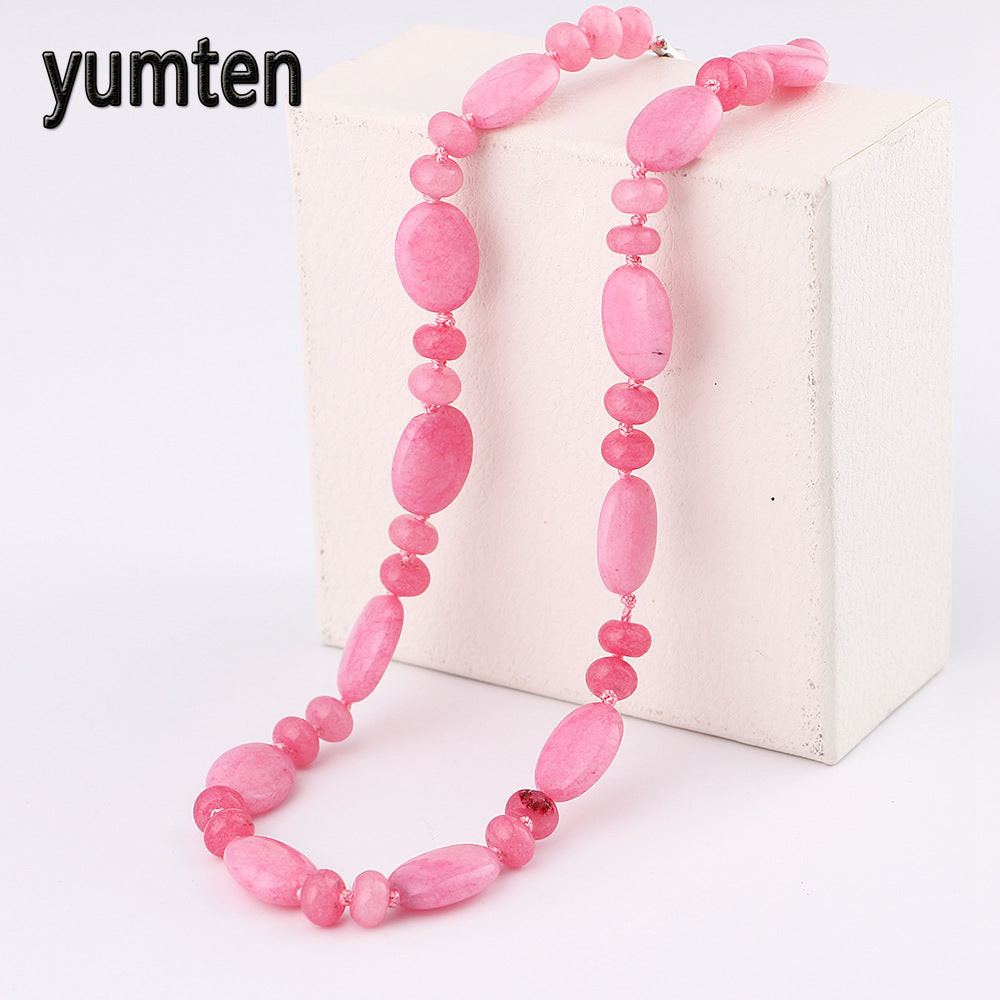 Woman Nature Stone Short Necklace Women Chalcedony Bead Necklace Fine Jewelry Gift Soy Luna Origami Kolye Ketting Joyeria