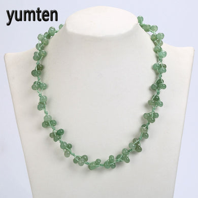 Women Short Necklace Nature Aventurine Jade Handmade Ladies Gemstone Fine Jewelry Fashion Crystals Stone Necklace