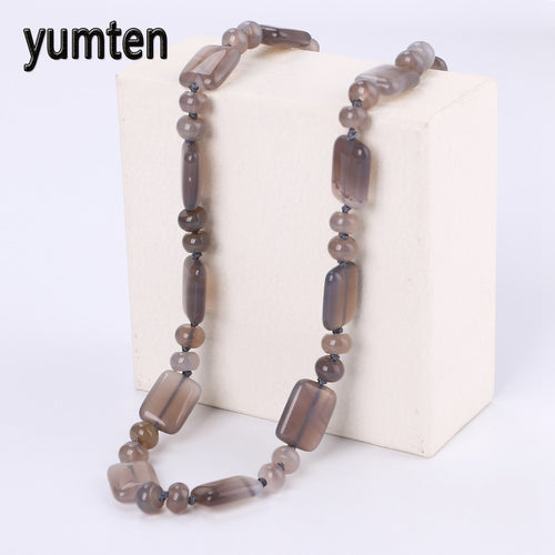 Collana da donna con ciondoli Gioielli in pietra naturale Gioielli in agata grigia Gioielli da donna in squisito cristallo Collares Mujer Cortos 