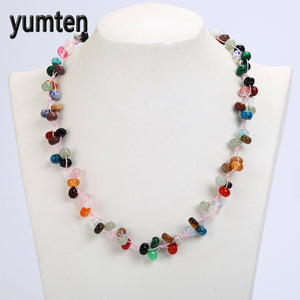 Women Woven Necklace Colorful Crystal Gemstone Making Jewelry Beautiful Valentine D Gifts Collares Mujer Cortos