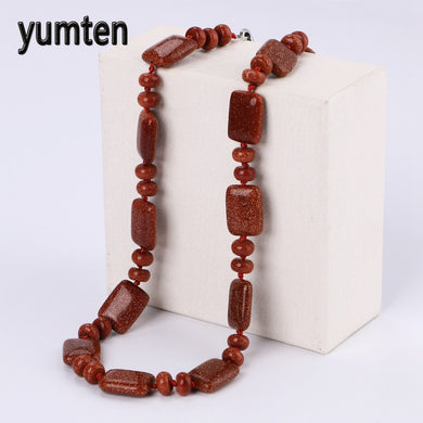 goldstone beads short necklace for women new fashion gemstone jewelry charms crystal stones making gifts collane donna