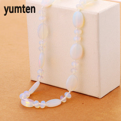 collana da donna in opale con ciondoli naturali gioielli realizzati in pietra amore femminile bianco pietra preziosa trasparente collares mujer cortos collane 