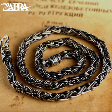 Luxury Handmade Vintage Solid 925 Sterling Silver Necklace 6mm 55cm Long Chain Men Steampunk Style Biker Jewelry For Mens