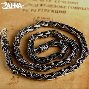 Luxury Handmade Vintage Solid 925 Sterling Silver Necklace 6mm 55cm Long Chain Men Steampunk Style Biker Jewelry For Mens