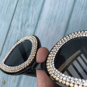 ZAOLIHU Black Oversized Women Sunglasses Eyeglass UV400 3 Circle Diamond Designer Large Sun Glasses Eyewear