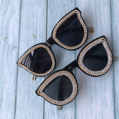 ZAOLIHU Black Oversized Women Sunglasses Eyeglass UV400 3 Circle Diamond Designer Large Sun Glasses Eyewear