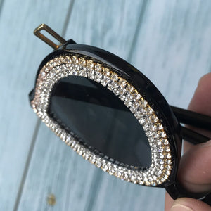 ZAOLIHU Black Oversized Women Sunglasses Eyeglass UV400 3 Circle Diamond Designer Large Sun Glasses Eyewear