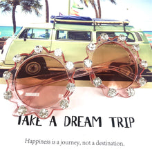 Load image into Gallery viewer, ZAOLIHU Gorgeous Crystal Kids Sunglasses Bling Sun Flower Baby Eyewear Colorful Round Summer Shades  Children Eyeglasses