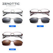 Load image into Gallery viewer, ZENOTTIC 2 In 1 Magnet Clip On Polarized Sunglasses Men Metal Small Square Shades Sun Glasses Optical Myopia Eyeglasses Frame
