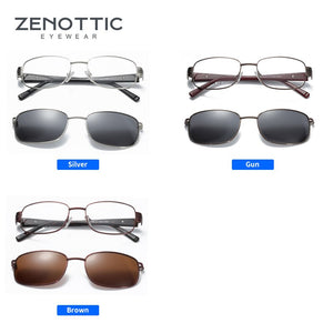 ZENOTTIC 2 In 1 Magnet Clip On Polarized Sunglasses Men Metal Small Square Shades Sun Glasses Optical Myopia Eyeglasses Frame