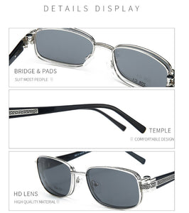 ZENOTTIC 2 In 1 Magnet Clip On Polarized Sunglasses Men Metal Small Square Shades Sun Glasses Optical Myopia Eyeglasses Frame