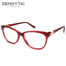 Load image into Gallery viewer, ZENOTTIC Acetate Cat Eye Glasses Frame Women  Brand Designer Optical Myopia Spectacle With Diamond Prescription Eyeglasses