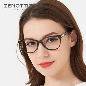 ZENOTTIC Acetate Cat Eye Glasses Frame Women  Brand Designer Optical Myopia Spectacle With Diamond Prescription Eyeglasses