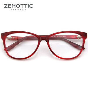 ZENOTTIC Acetate Cat Eye Glasses Frame Women  Brand Designer Optical Myopia Spectacle With Diamond Prescription Eyeglasses