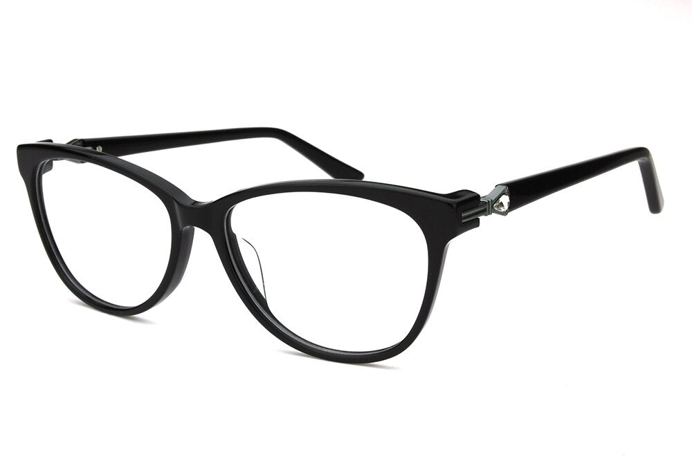 ZENOTTIC Acetate Cat Eye Glasses Frame Women  Brand Designer Optical Myopia Spectacle With Diamond Prescription Eyeglasses