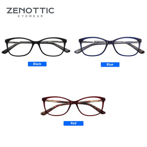 ZENOTTIC Acetate Cat Eye Glasses Frames For Women  Optical Myopia Spectacle Eyewear Clear Lenses Prescription Eyeglasses