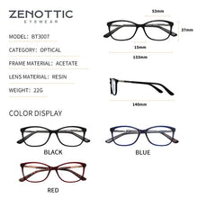 Carica l&#39;immagine nel visualizzatore di Gallery, ZENOTTIC Acetate Cat Eye Glasses Frames For Women  Optical Myopia Spectacle Eyewear Clear Lenses Prescription Eyeglasses