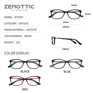 ZENOTTIC Acetate Cat Eye Glasses Frames For Women  Optical Myopia Spectacle Eyewear Clear Lenses Prescription Eyeglasses