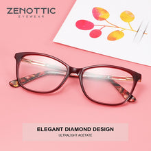 Carica l&#39;immagine nel visualizzatore di Gallery, ZENOTTIC Acetate Cat Eye Glasses Frames For Women  Optical Myopia Spectacle Eyewear Clear Lenses Prescription Eyeglasses