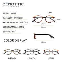 Load image into Gallery viewer, ZENOTTIC Acetate Glasses For Men Women Retro Round Glasses ultra-light Optical Anti Radiation Eyewear Frames