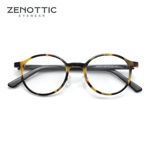 ZENOTTIC Acetate Glasses For Men Women Retro Round Glasses ultra-light Optical Anti Radiation Eyewear Frames