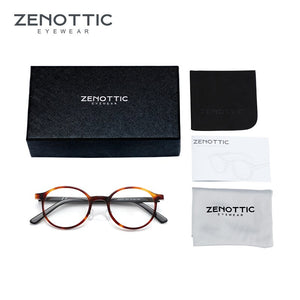 ZENOTTIC Acetate Glasses For Men Women Retro Round Glasses ultra-light Optical Anti Radiation Eyewear Frames