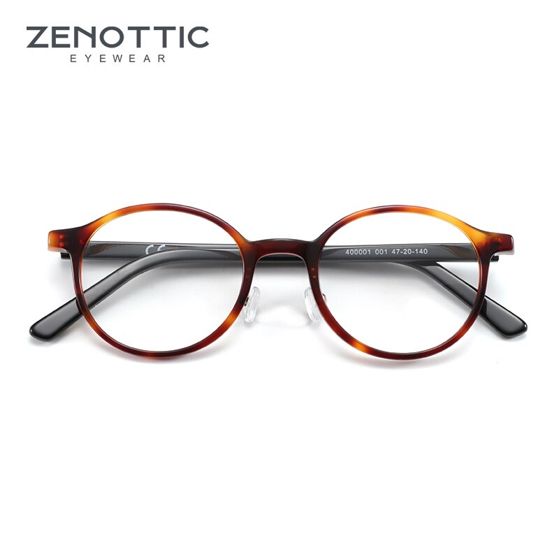 ZENOTTIC Acetate Glasses For Men Women Retro Round Glasses ultra-light Optical Anti Radiation Eyewear Frames