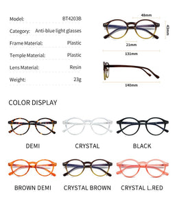 ZENOTTIC Anti Blue Light Computer Glasses Women Men Retro Round Antiblue Rays Goggles Eyewear Myopia Optical Spectacle Frames